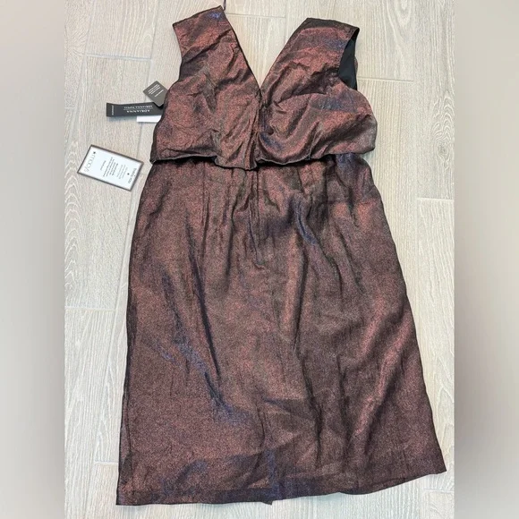 ADRIANNA PAPPEL Darkened Red Metallic Plus Size Cocktail Dress NWT - Picture 8 of 10
